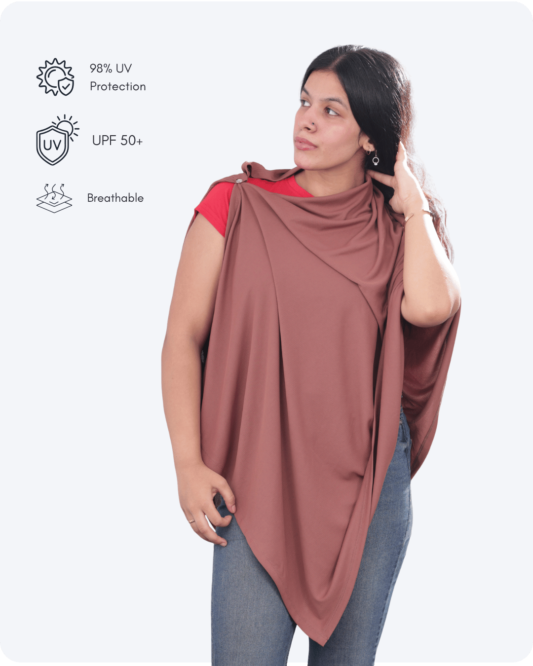 Tuque UV Protection Wrap — UPF 50+ Breathable Sun Shawl in Mauve