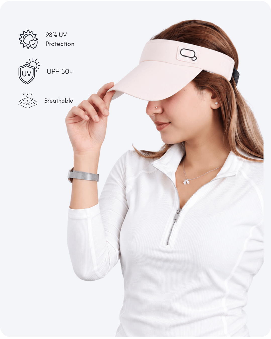 Tuque Sun Visor Hat — UPF 50+ Light Pink